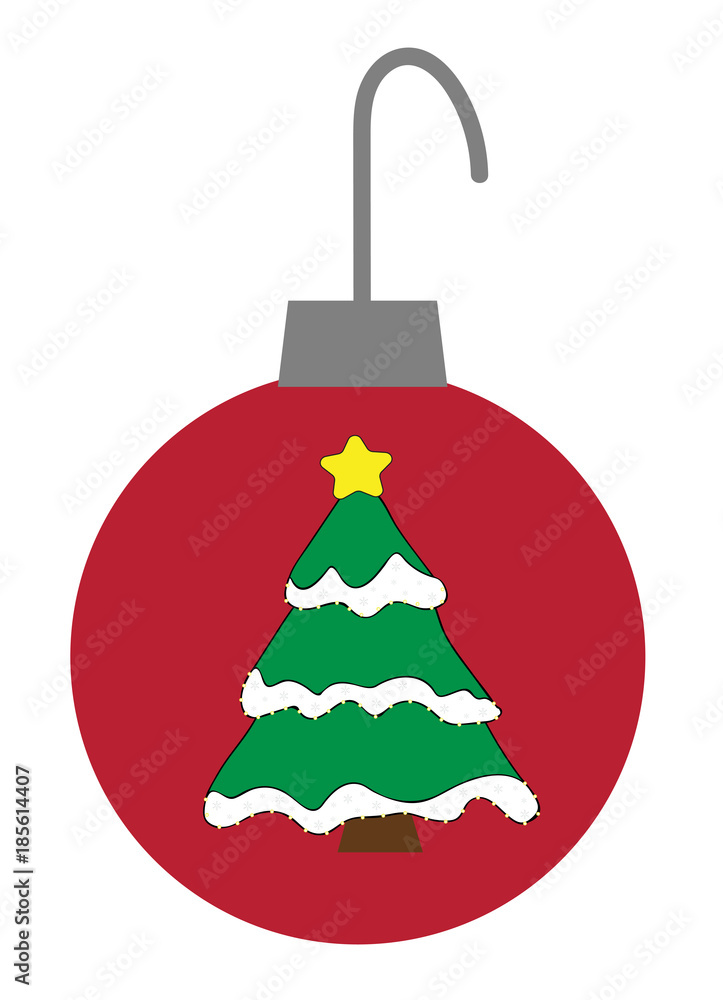 Wall mural merry christmas tree ornament