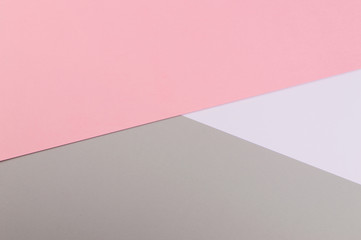 Paper flat composition with pink and grey background for Valentines day