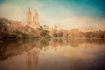 Rolgordijnen Central Park New York City with vintage grungy texture © littleny