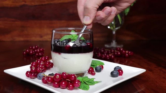 Panna Cotta con guarnizione ai frutti di bosco
