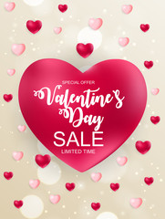 Valentines Day Sale, Discount Card. Vector Illustration