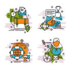 Fototapeta premium Set of outline icons of Management..Colorful icons for website, mobile, app design and print.