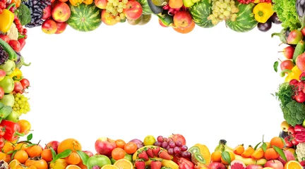 Zelfklevend Fotobehang Frame of vegetables and fruits isolated on white background. © Serghei V