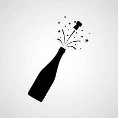 Champagne bottle explosion. Vector icon