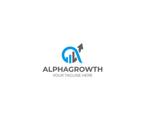 Fototapeta premium Alpha and Growth Symbol Logo Template. Graph Chart and Alfa Vector Design. Finance Illustration