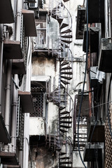 Emergency stairs of an old building in Kolkata, India