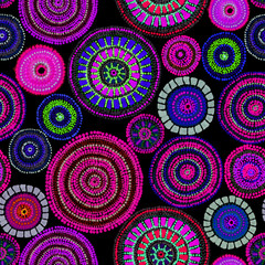 Australian design with dots - circles, waves. Seamless pattern