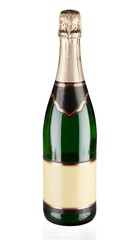 Champagne bottle with a blank label