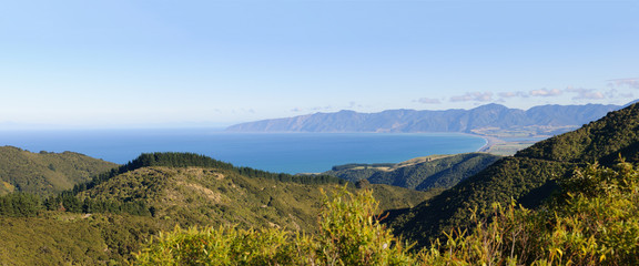 Panorama of the Wairarapa coastline on the North Island of New Zealand