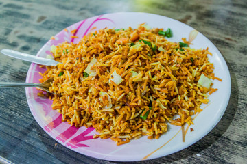 Vegetable Biryani in a simple restaurant in India