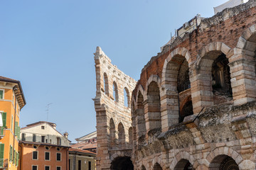 Fototapeta premium Arena of Verona / Detail of the exterior view of the Arena of Verona in Italy