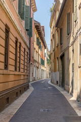 View into an alley  / View into an alley of the old town of Verona in Italy