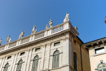 Baroque building / Detail of Palazzo Maffei in Verona in Italy