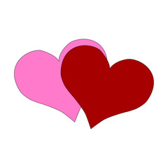 Icon of two hearts on a white background