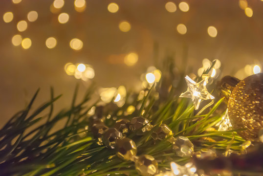 eocration for christmas season with light in star form and bokeh background