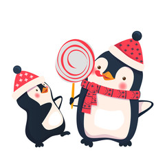 penguin with christmas candy
