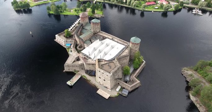 Flying around Olavinlinna Castle in Savonlinna