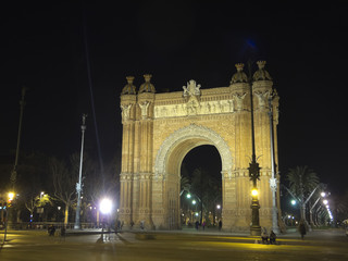 Fototapeta na wymiar Arch of Triumph by night, Barcelona, catalonia, Spain