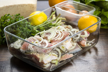 Carp marinated in onions