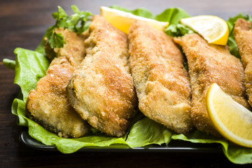 Beautifully fried pieces of carp