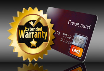 Some credit cards offer extended warranties on products you purchase with the card. This reward feature is seen in a 3-D illustration.