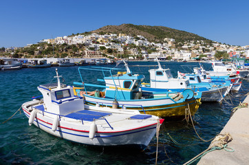 Fototapeta na wymiar The small harbor of Panteli village in Leros 