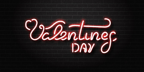 Vector realistic isolated neon sign for Valentine's Day for decoration and covering on the wall background. Concept of Happy Valentines Day.