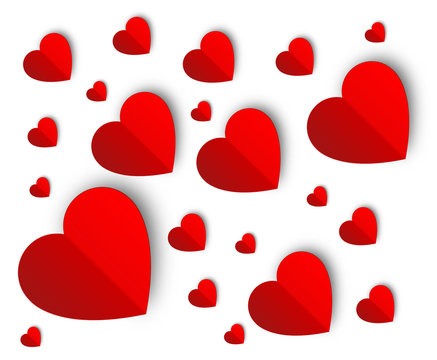 Red paper Valentine hearts