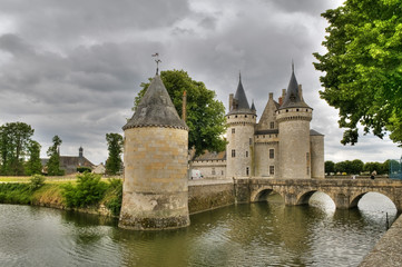 Fototapeta na wymiar Schloss Sully in Sully-sur-Loire, französische Stadt, Département Loiret, Region Centre, Frankreich