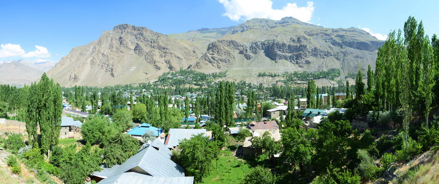 Khorog village in the beautiful Pamir Mountain Range, Tajikistan