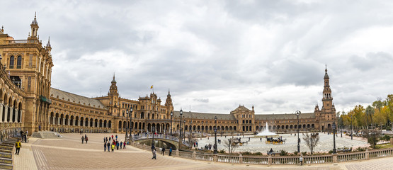 Fototapeta na wymiar Panorama of Plaza de Espana in Seville, Andalusia, Spain