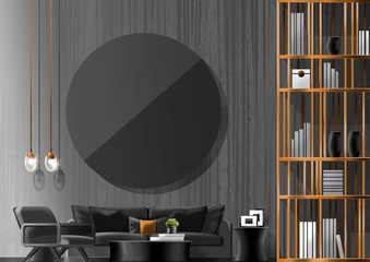 Living room black concept, illustration painting