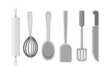 Vector Set Kitchen Utensils. cooking tools flat style. cook equipment isolated objects