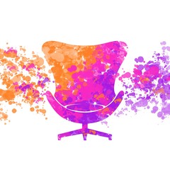 Amrchair icon with splash color, illustration painting