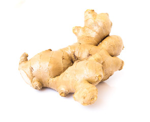 Fresh ginger root on white background for herb and medical product concept