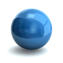 3d illustration blue sphere with shadow on white background