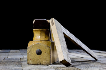 Carpentry is a hobby. Carpentry accessories on a wooden workshop table.