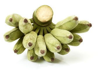 A bunch of green bananas