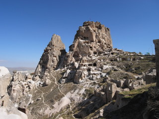 Uchisar Castle in Cappadocia, Turkey