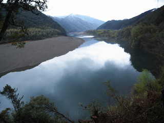 Quiet Shimanto river in Kochi prefecture, Shikoku, Japan