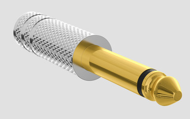 Gold 6mm Audio Jack Isolated on a Light Background