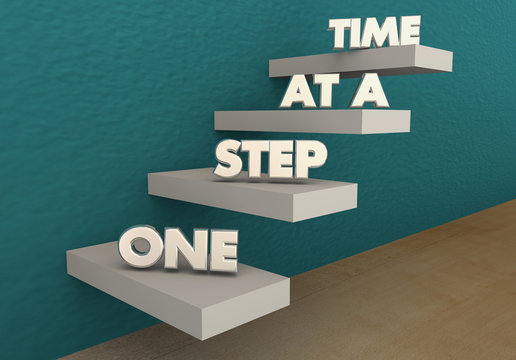 One Step at a Time Move Up Forward Progress Stairs 3d Illustration