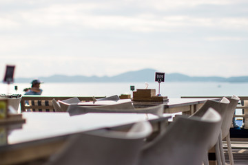 Outdoor resterant table by the sea