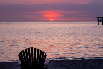 Wooden chair on the beach