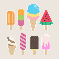 Colorful ice cream vanilla chocolate cone vector illustration cartoon doodle