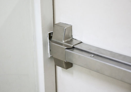 Fire doors., Fire exit., Open one way door.