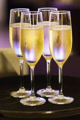 champagne glasses on Christmas table
