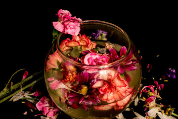 Flowers in a fish bowl