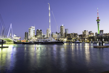 Fototapeta na wymiar Auckland Cityscape from harbour side, New Zealand