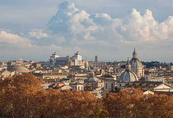 Fototapeta na wymiar Rome (Italy) - The cityscape from Castel Sant'Angelo monument, a castle beside Saint Peter in Vatican